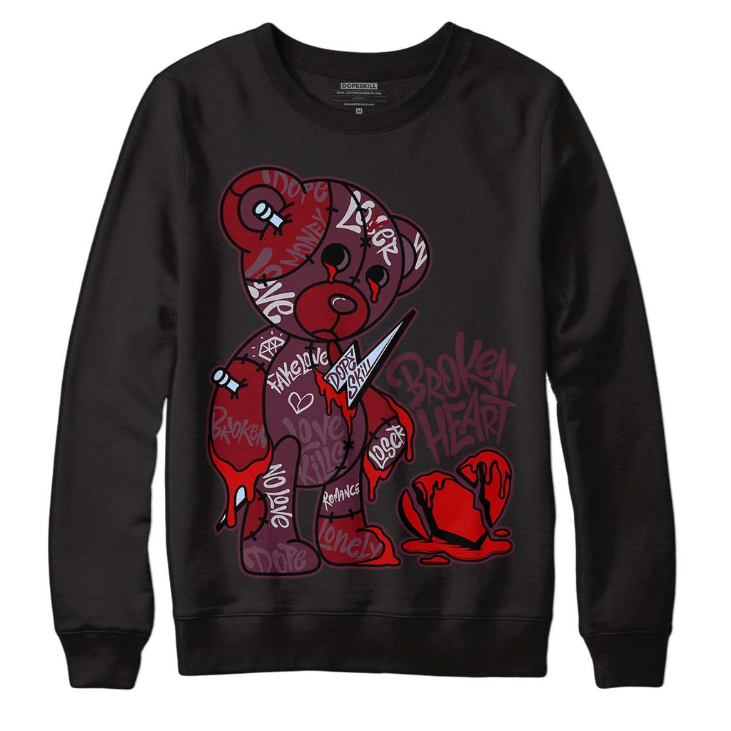 Burgundy 5s DopeSkill Sweatshirt Broken Heart Graphic