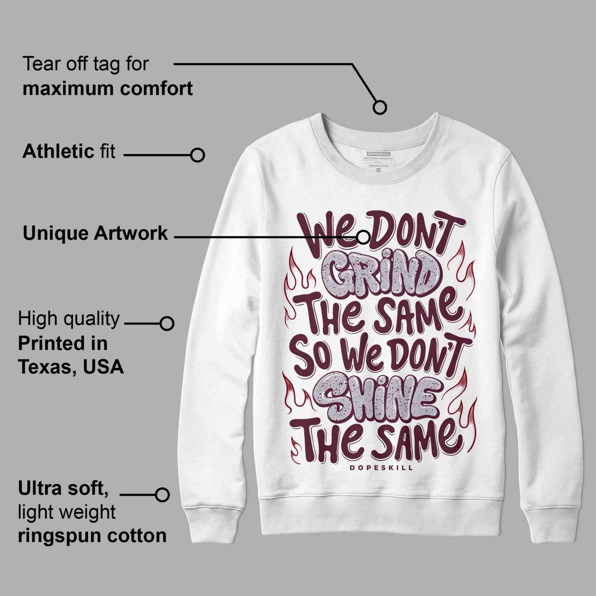 Burgundy 5s DopeSkill Sweatshirt Grind Shine Graphic