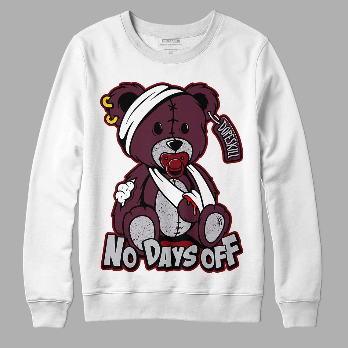 Burgundy 5s DopeSkill Sweatshirt Hurt Bear Graphic
