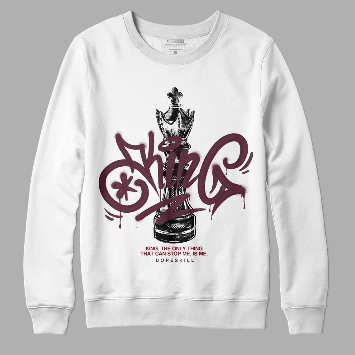 Burgundy 5s DopeSkill Sweatshirt King Chess Graphic
