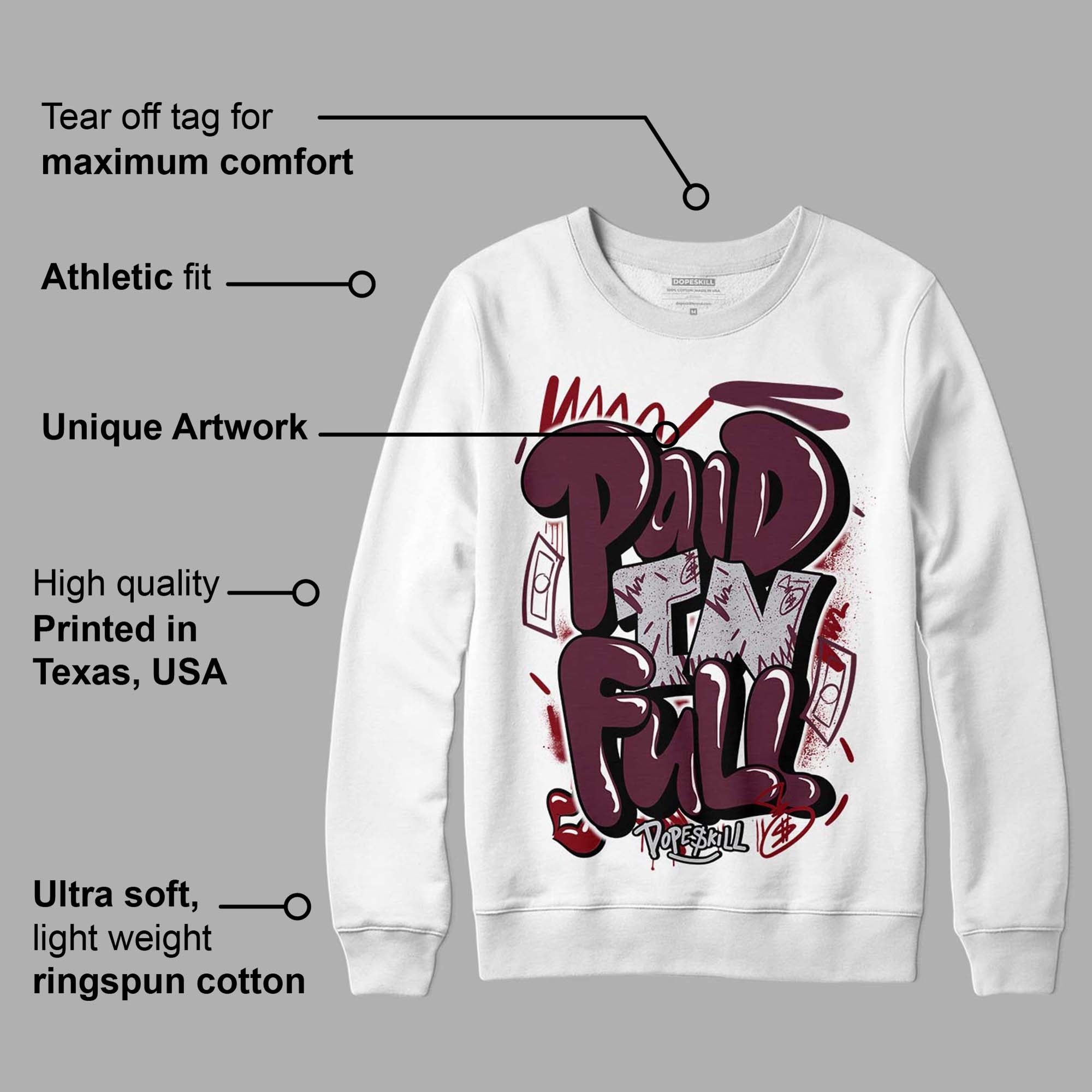 Burgundy 5s DopeSkill Sweatshirt New Paid In Full Graphic