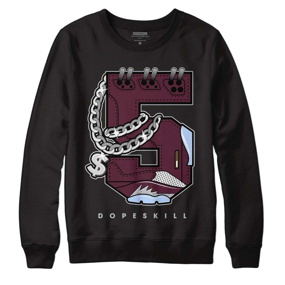 Burgundy 5s DopeSkill Sweatshirt No.5 Graphic