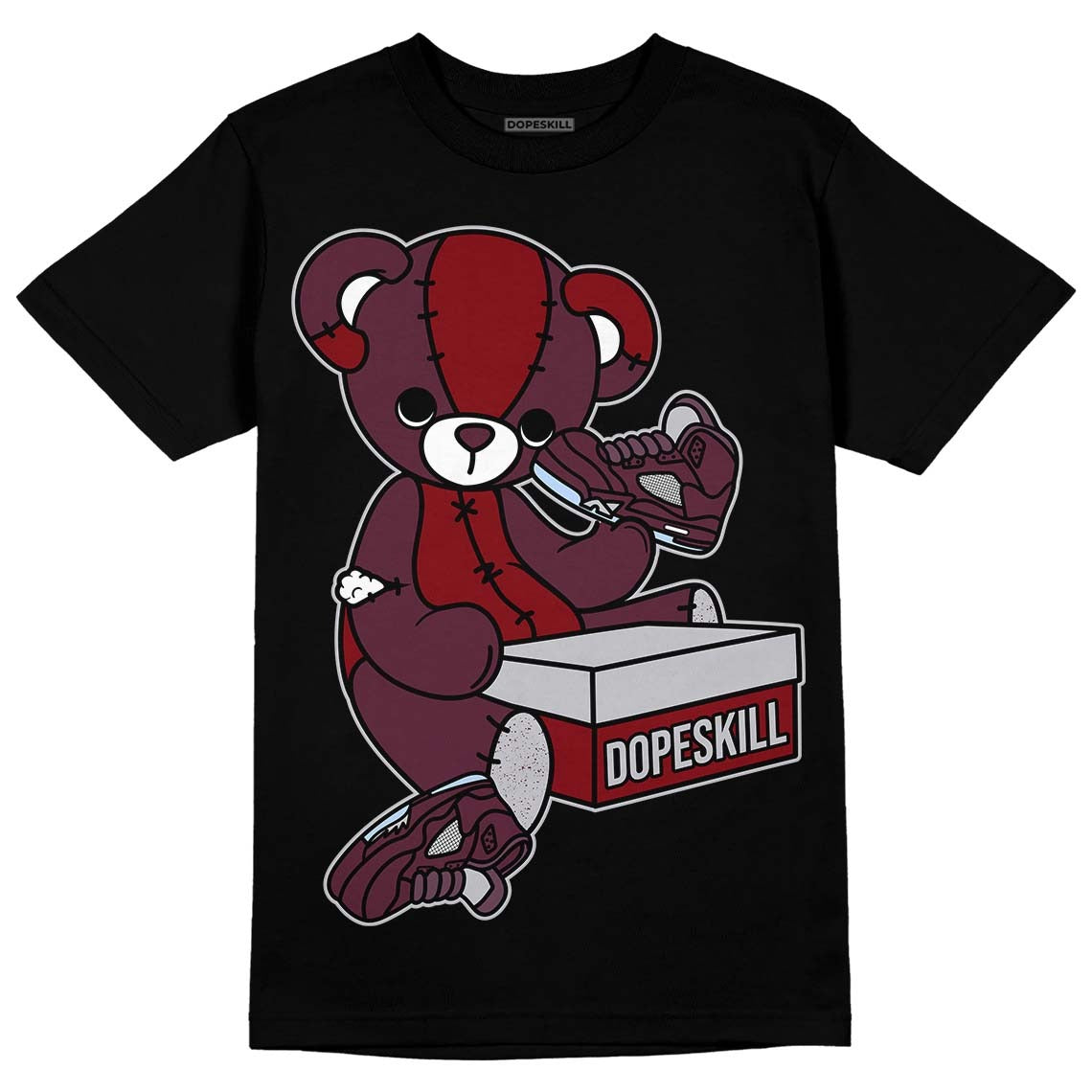 Burgundy 5s DopeSkill T-Shirt Sneakerhead BEAR Graphic