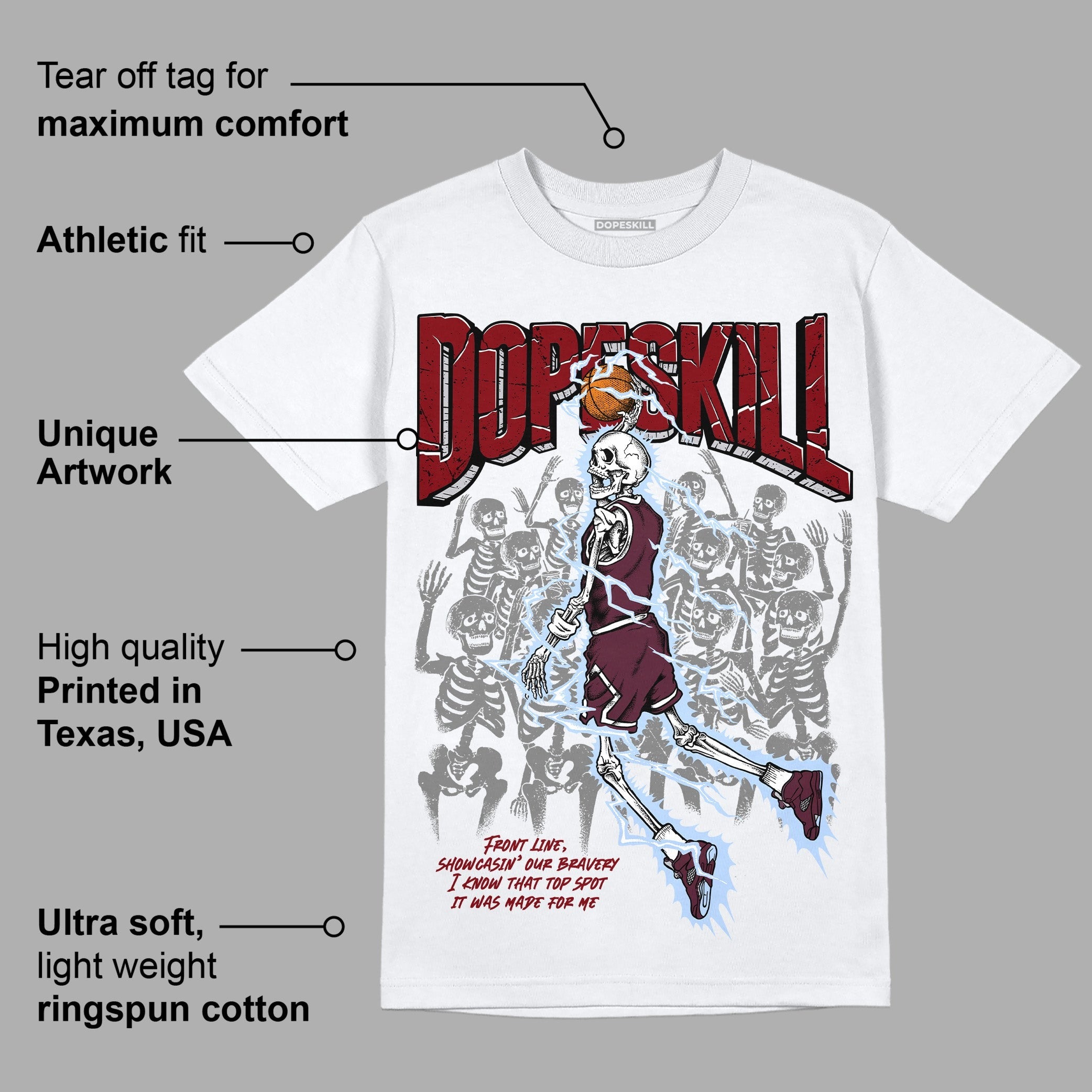 Burgundy 5s DopeSkill T-Shirt Thunder Dunk Graphic