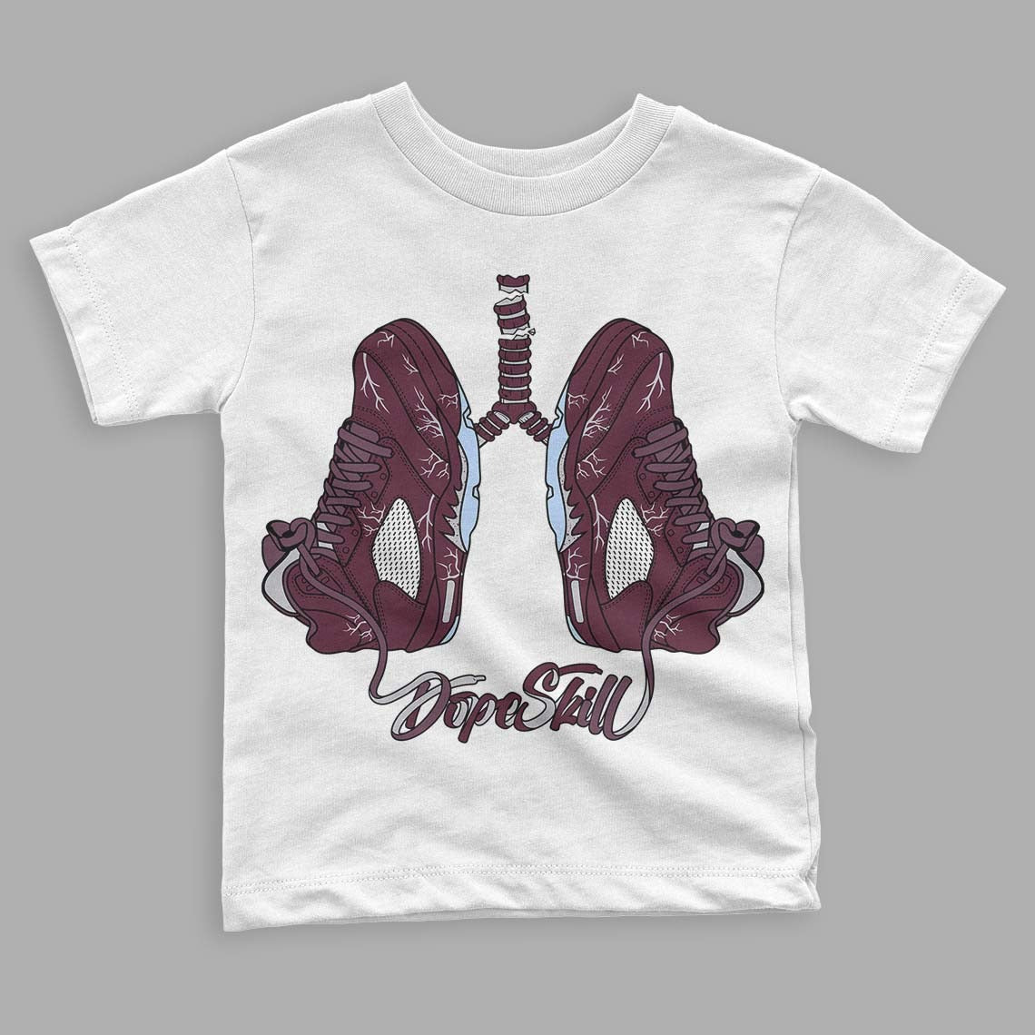 Burgundy 5s DopeSkill Toddler Kids T-shirt Breathe Graphic