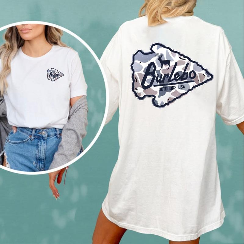 Burlebo Deer Camo Arrowhead T-Shirt Deer Hunting T-Shirt Hoodie, Shirt Man woman, Vintage Shirt, Fan Gift Cotton