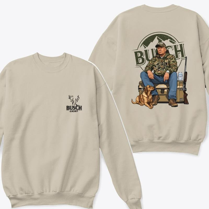 Busch Light Camo Trump Hunting Hoodie, Trump Hunting Season Sweatshirt, Perfect for Outdoor Enthusiasts Graphic T-shirt