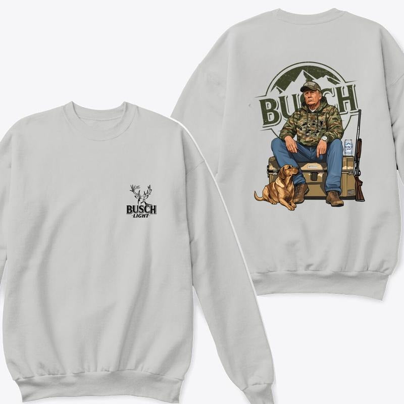 Busch Light Camo Trump Hunting Hoodie, Trump Hunting Season Sweatshirt, Perfect for Outdoor Enthusiasts Graphic T-shirt