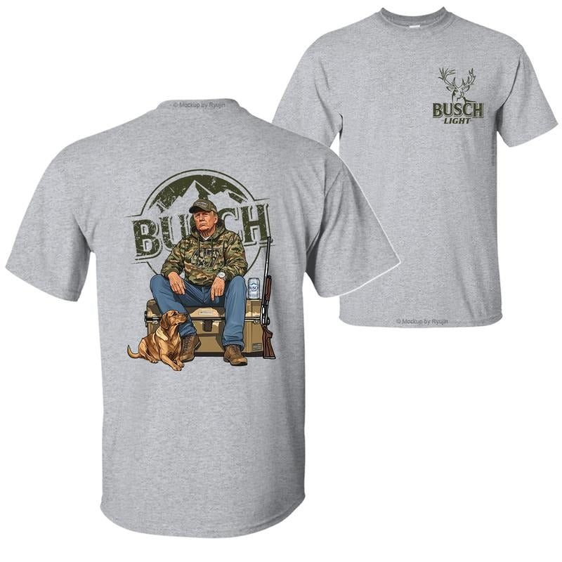 Busch Light Camo Trump Hunting T-Shirt, Trump Won 47th President Election 2 Sided Graphic Printed Unisex Classic Cotton T-shirt style 001