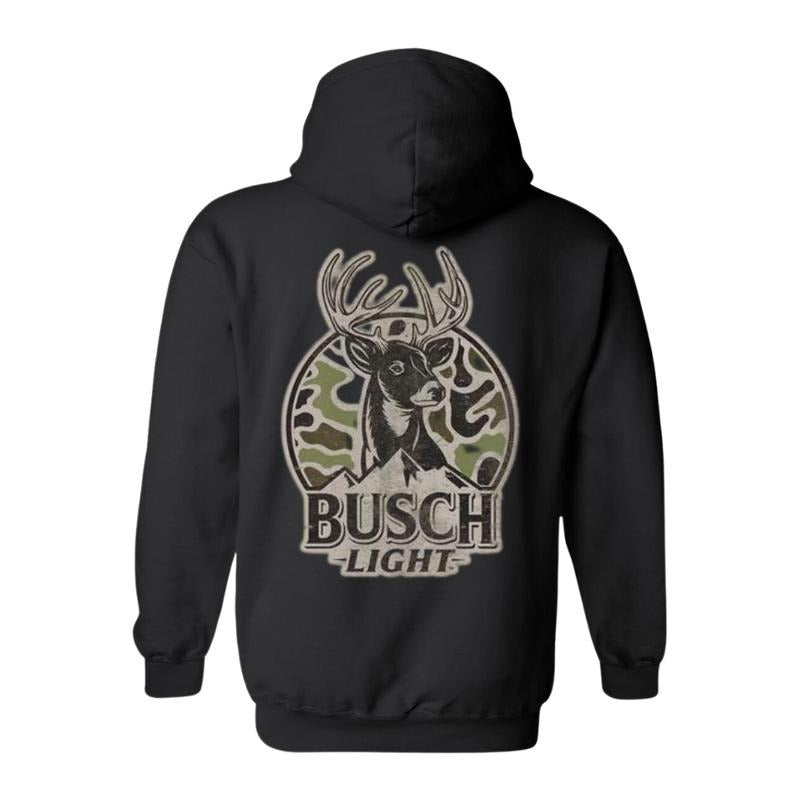 Busch Light Deer Hunt 2 Sided Unisex Hoodie Sweatshirt T-Shirt, Busch Beer Lovers Shirt, Hunting Season Tee, Unisex Camo Hunting Sweater for Men Women