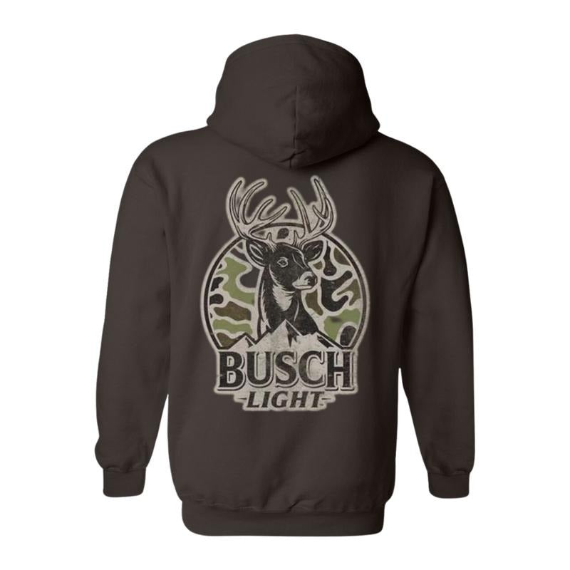 Busch Light Deer Hunt 2 Sided Unisex Hoodie Sweatshirt T-Shirt, Busch Beer Lovers Shirt, Hunting Season Tee, Unisex Camo Hunting Sweater for Men Women