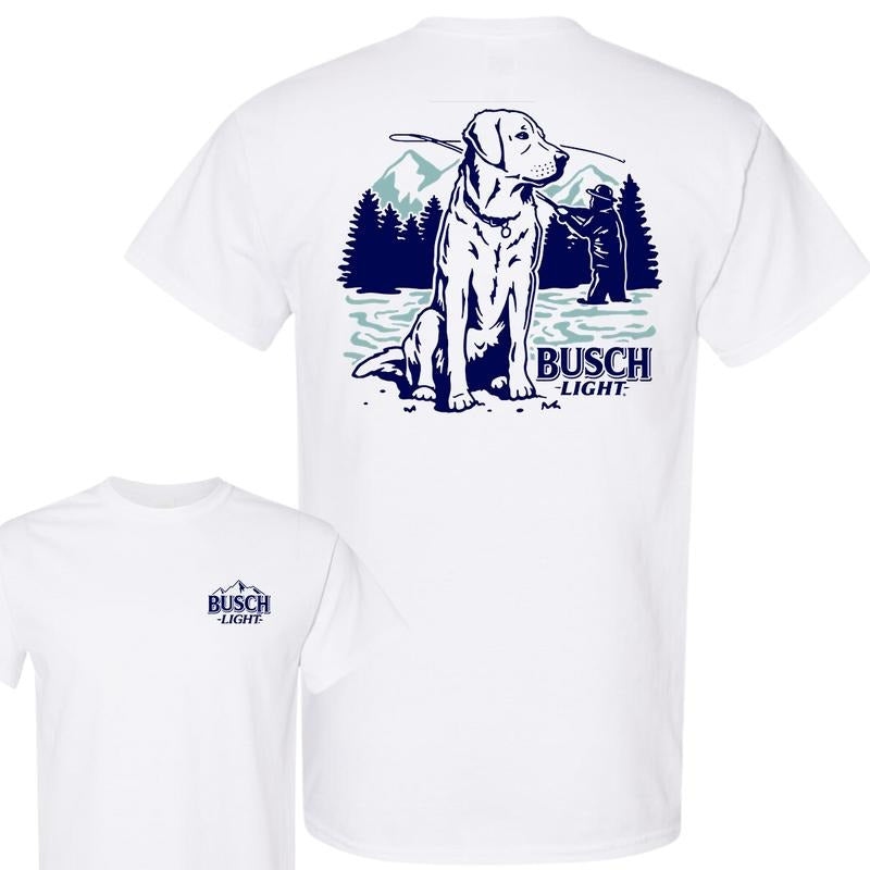 Busch Light Fly Fishing With Dog Scene 2 sided T-Shirt, Unisex T-Shirt, Full Color T-Shirt, For Men, For Women style 001