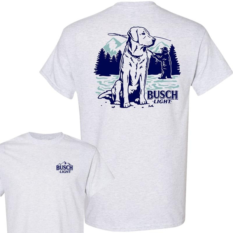 Busch Light Fly Fishing With Dog Scene 2 sided T-Shirt, Unisex T-Shirt, Full Color T-Shirt, For Men, For Women style 001