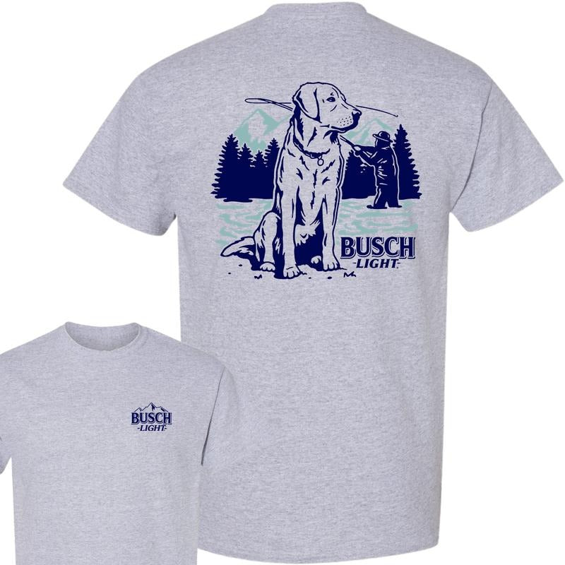 Busch Light Fly Fishing With Dog Scene 2 sided T-Shirt, Unisex T-Shirt, Full Color T-Shirt, For Men, For Women style 001