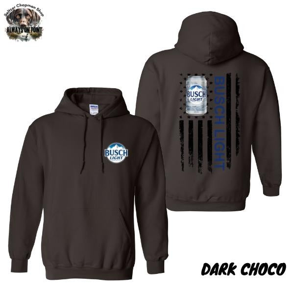 Busch Light Hoodie - Bold American Flag 2-Sided Design - Unisex Hoodie for Beer Lovers - Patriotic Pullover for Men and Women - Team BDK