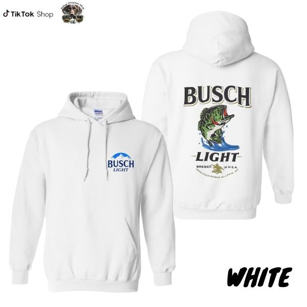 Busch Light Hoodie - Fishing Bass Graphic 2-Sided Hoodie - Trendy Beer Lovers Hoodie For Men and Women - Team BDK Menswear Sweaters