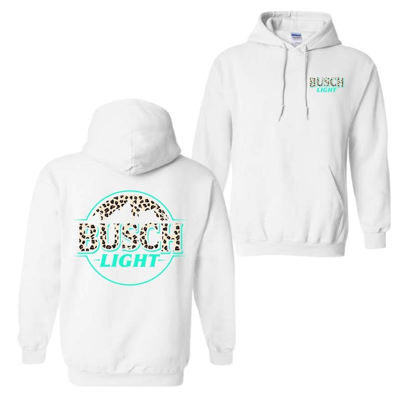 Busch Light Hoodie - Wild Leopard Print Design Featuring Bold Busch Logo, Perfect for Animal Print Lovers and Beer Enthusiasts, Unisex Hoodie