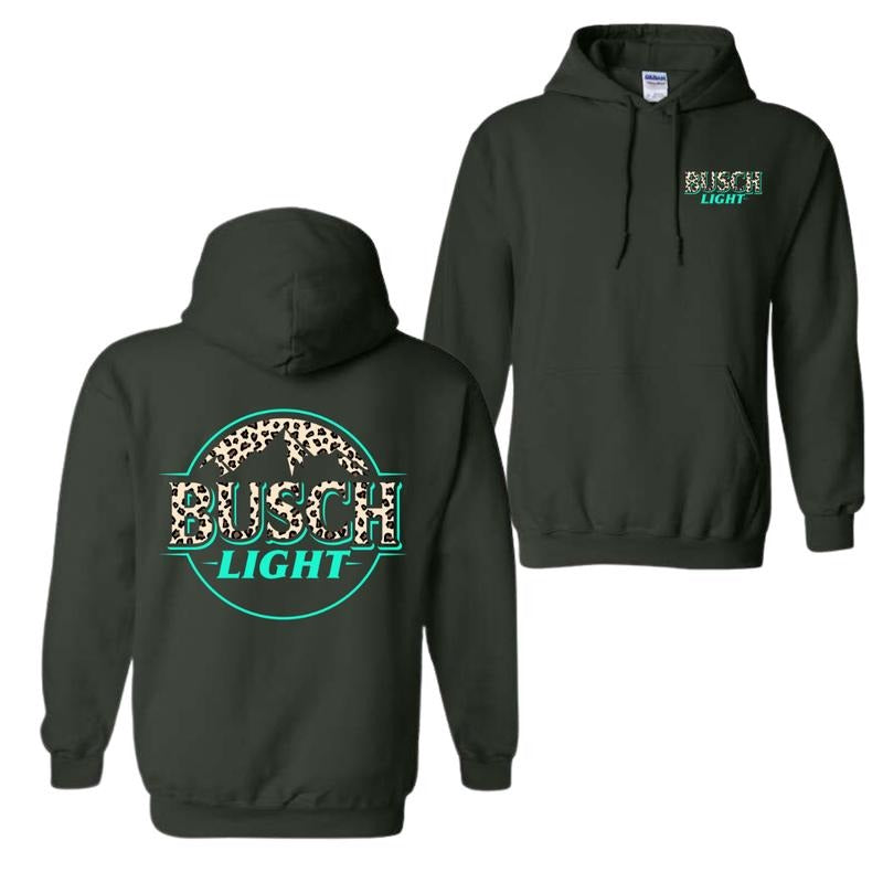 Busch Light Hoodie - Wild Leopard Print Design Featuring Bold Busch Logo, Perfect for Animal Print Lovers and Beer Enthusiasts, Unisex Hoodie