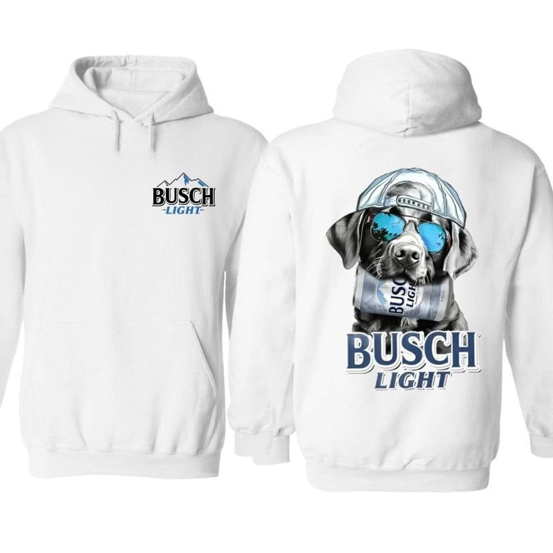 Busch Light Huting Dog 2 Sided Unisex Hoodie, Soft Cotton Crewneck Pull Over Hoodie Sweatshirt T-Shirt for Men and Women, Gift for Him or Her