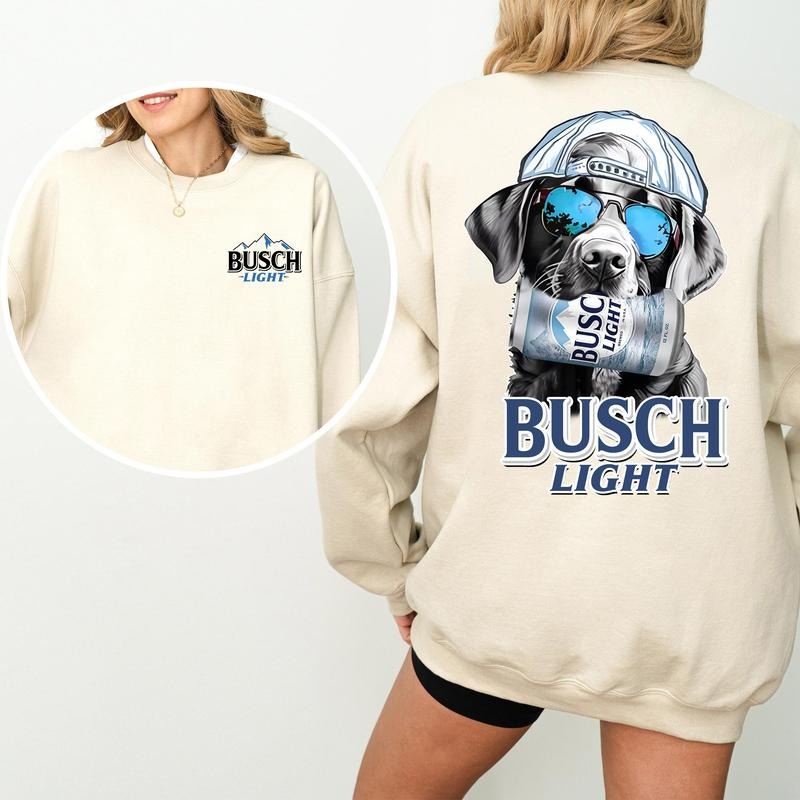 Busch Light Huting Dog 2 Sided Unisex Hoodie, Soft Cotton Crewneck Pull Over Hoodie Sweatshirt T-Shirt for Men and Women, Gift for Him or Her