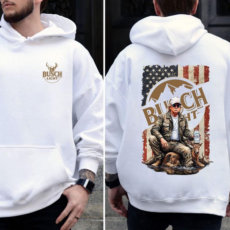 Busch Light, Trump Busch Light Hunting Outdoor Life 2 Sided Hoodie, Sweatshirt, T-shirt - Camo Hunting, Perfect for Outdoorsmen, Unisex for Men and Fo