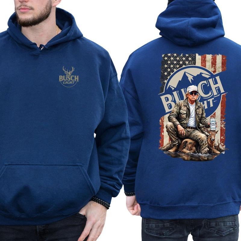 Busch Light, Trump Busch Light Hunting Outdoor Life 2 Sided Hoodie, Sweatshirt, T-shirt - Camo Hunting, Perfect for Outdoorsmen, Unisex for Men and Fo
