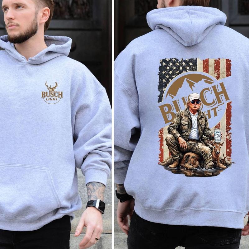 Busch Light, Trump Busch Light Hunting Outdoor Life 2 Sided Hoodie, Sweatshirt, T-shirt - Camo Hunting, Perfect for Outdoorsmen, Unisex for Men and Fo
