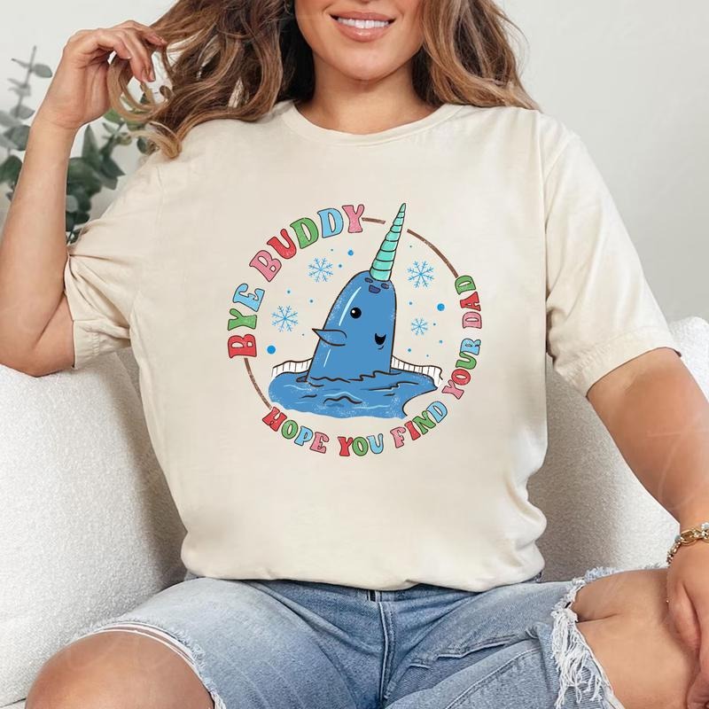 Bye Buddy Hope You Find Your Dad Sweatshirt, Buddy Elf Tshirt - Crewneck - Hoodie, 90s Movie Xmas Shirt, Unisex Cotton Casual Tops Womenswear Women