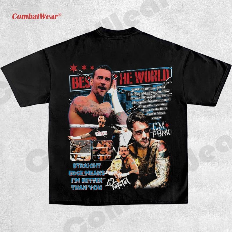 CM PUNK TEE, Wrestling Tee, Wrestling Graphic Tee, Wrestler Shirt, Sports Shirt, Vintage Wresting Shirt, Wrestling Gift Hoodie Sweatshirts