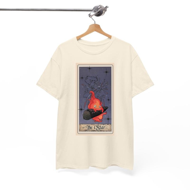 Calcifer Tarot Card Tshirt, Howls Moving Castle Tshirt, Howl And Sophie, Anime
