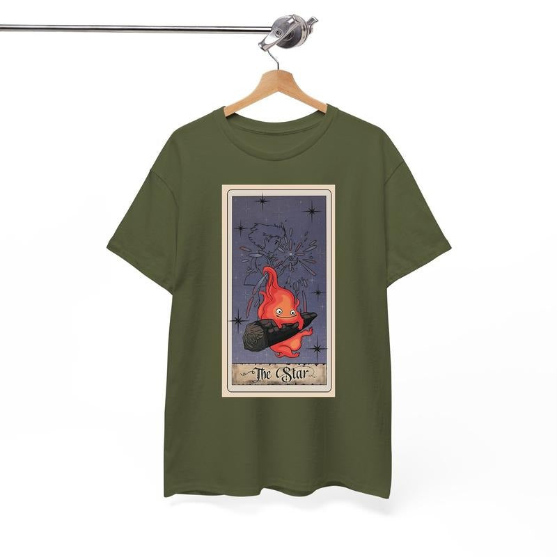 Calcifer Tarot Card Tshirt, Howls Moving Castle Tshirt, Howl And Sophie, Anime