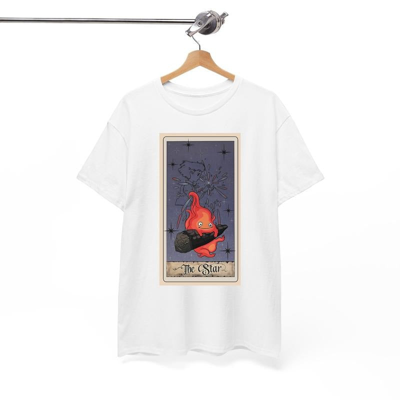 Calcifer Tarot Card Tshirt, Howls Moving Castle Tshirt, Howl And Sophie, Anime