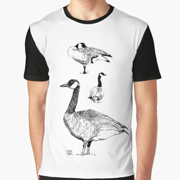 Canadian Geese Inked Graphic T Shirt
