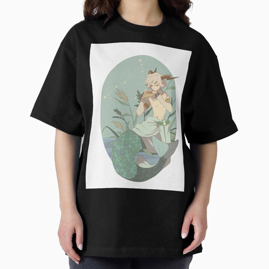 Capricorn The Zodiac Sign Cute Anime Boy Style Art Oversized T Shirt