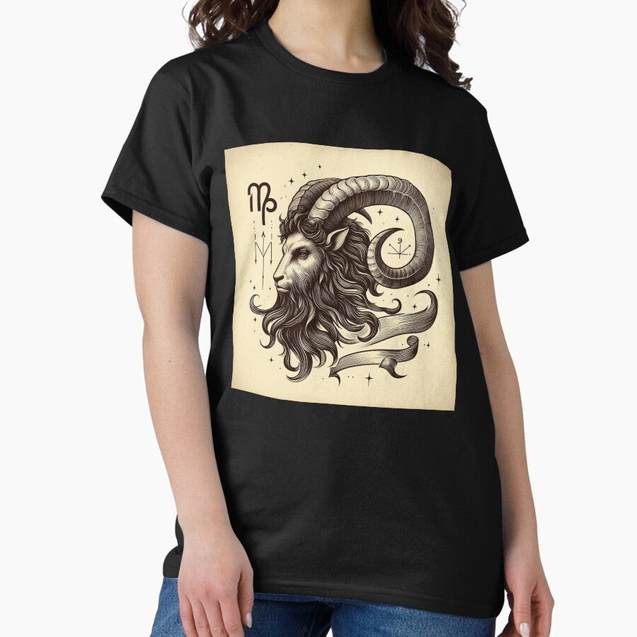Capricorn Vintage Retro Zodiac Art Classic T Shirt