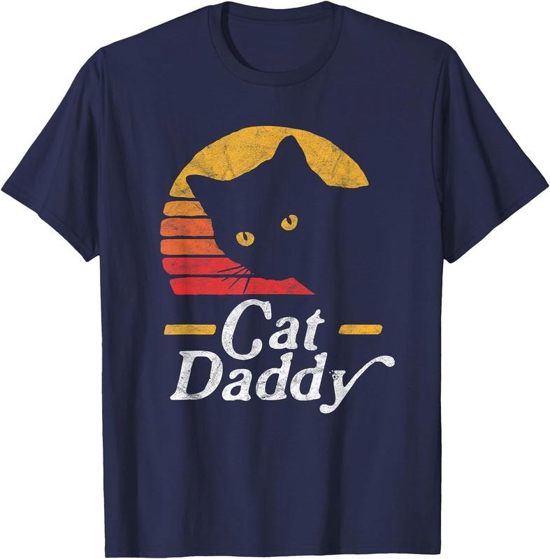 Cat Daddy Vintage Eighties Style Cat Retro Distressed Unisex T-Shirt Sweatshirt Hoodie Crewneck Casual Shortsleeve Tshirt