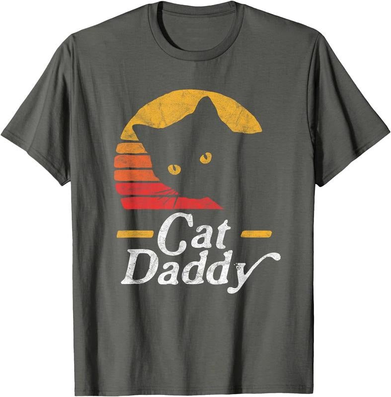 Cat Daddy Vintage Eighties Style Cat Retro Distressed Unisex T-Shirt Sweatshirt Hoodie Crewneck Casual Shortsleeve Tshirt