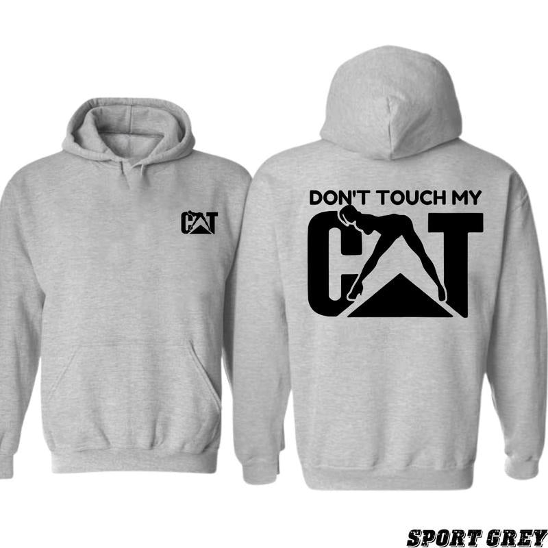 Cat With Womn Hoodie Unisex Classic Fabric Cotton T-shirtHoodie, Vintage for Men and Women, Unisex Vintage Crewneck