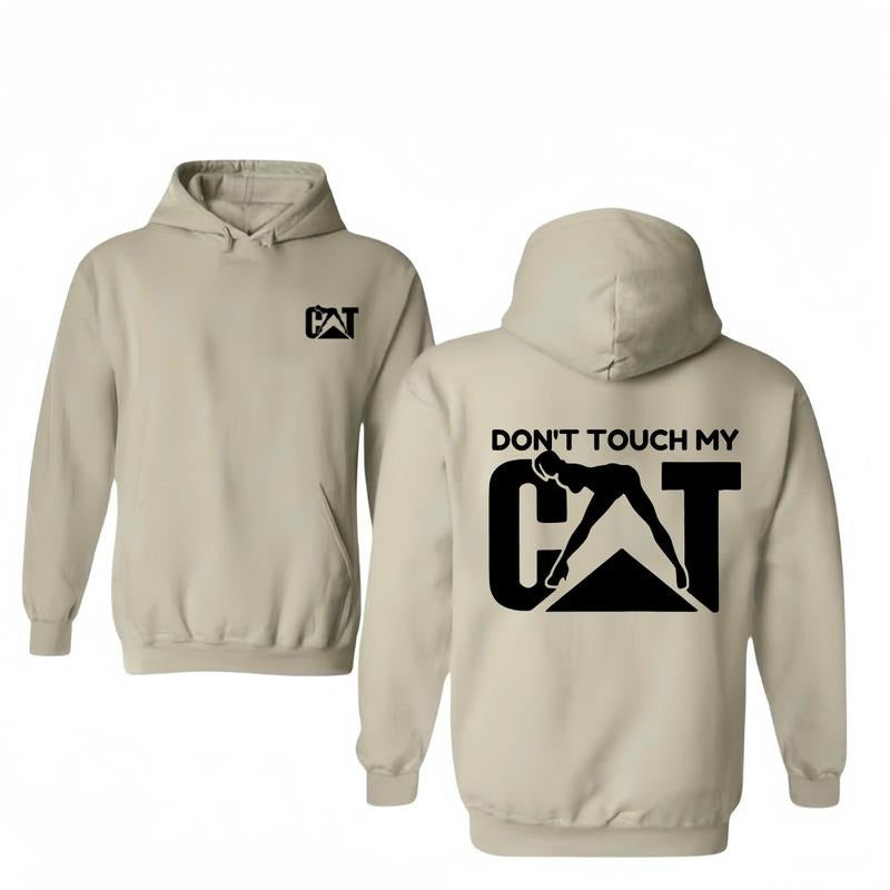 Cat With Womn Hoodie Unisex Classic Fabric Cotton T-shirtHoodie, Vintage for Men and Women, Unisex Vintage Crewneck