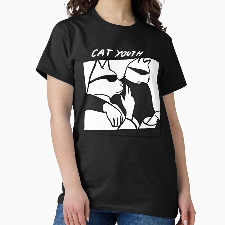 Cat Youth Cool Indie 90s Rock Music Aesthetic Classic T-Shirt