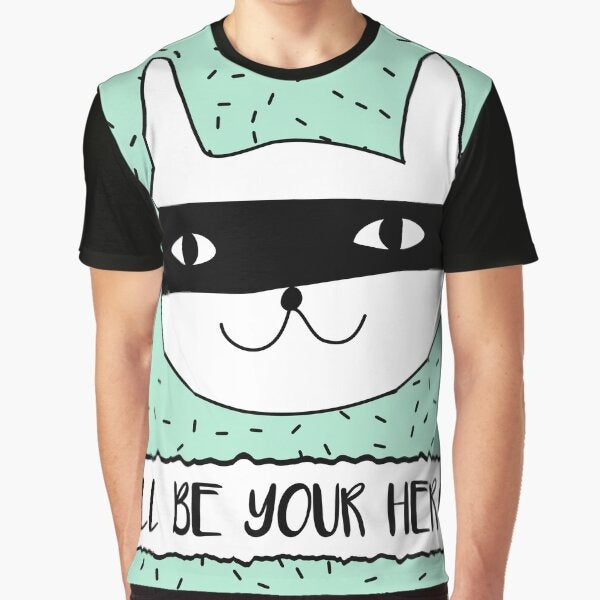 Cat in superhero mask Graphic T-Shirt