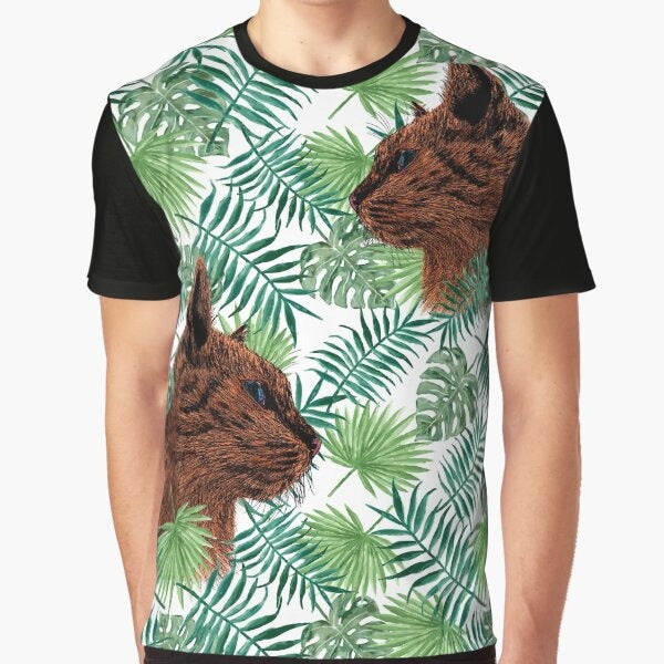 Cats in tropical leaves Graphic T-Shirt