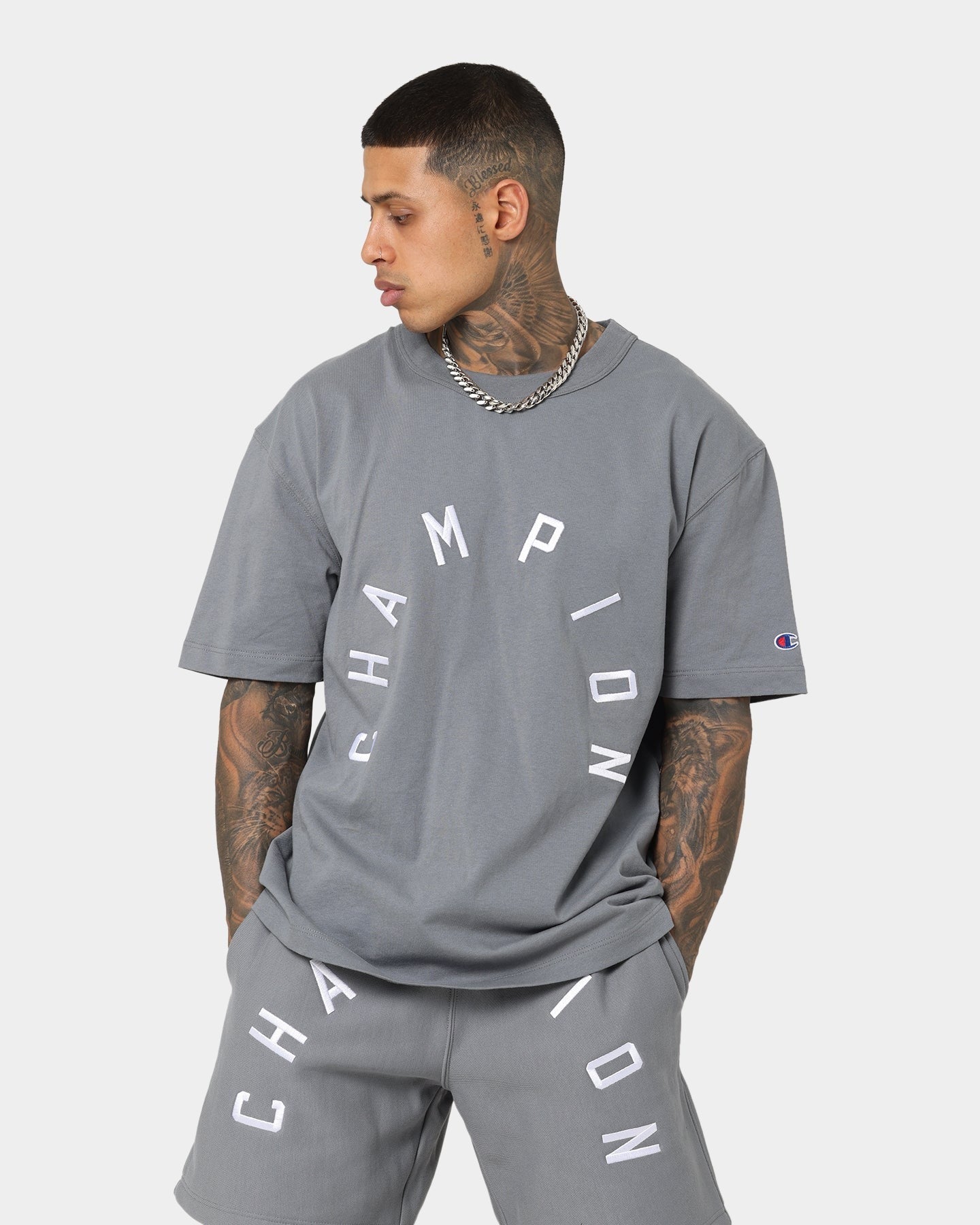 Champion Heritage Arch Logo T-Shirt Calico Grey
