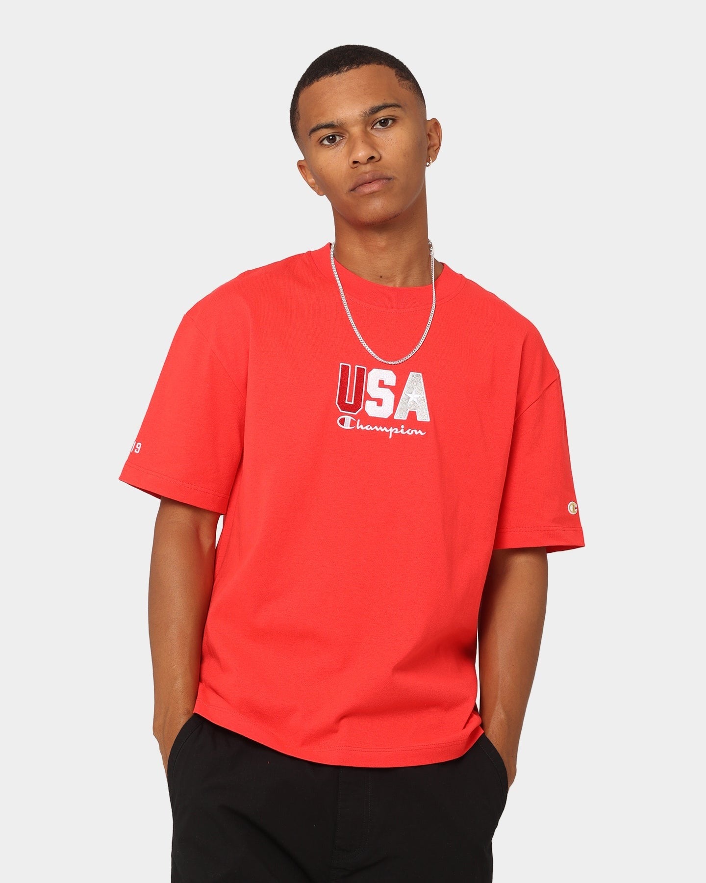 Champion Heritage USA Small Logo T-Shirt Red Spark Csi