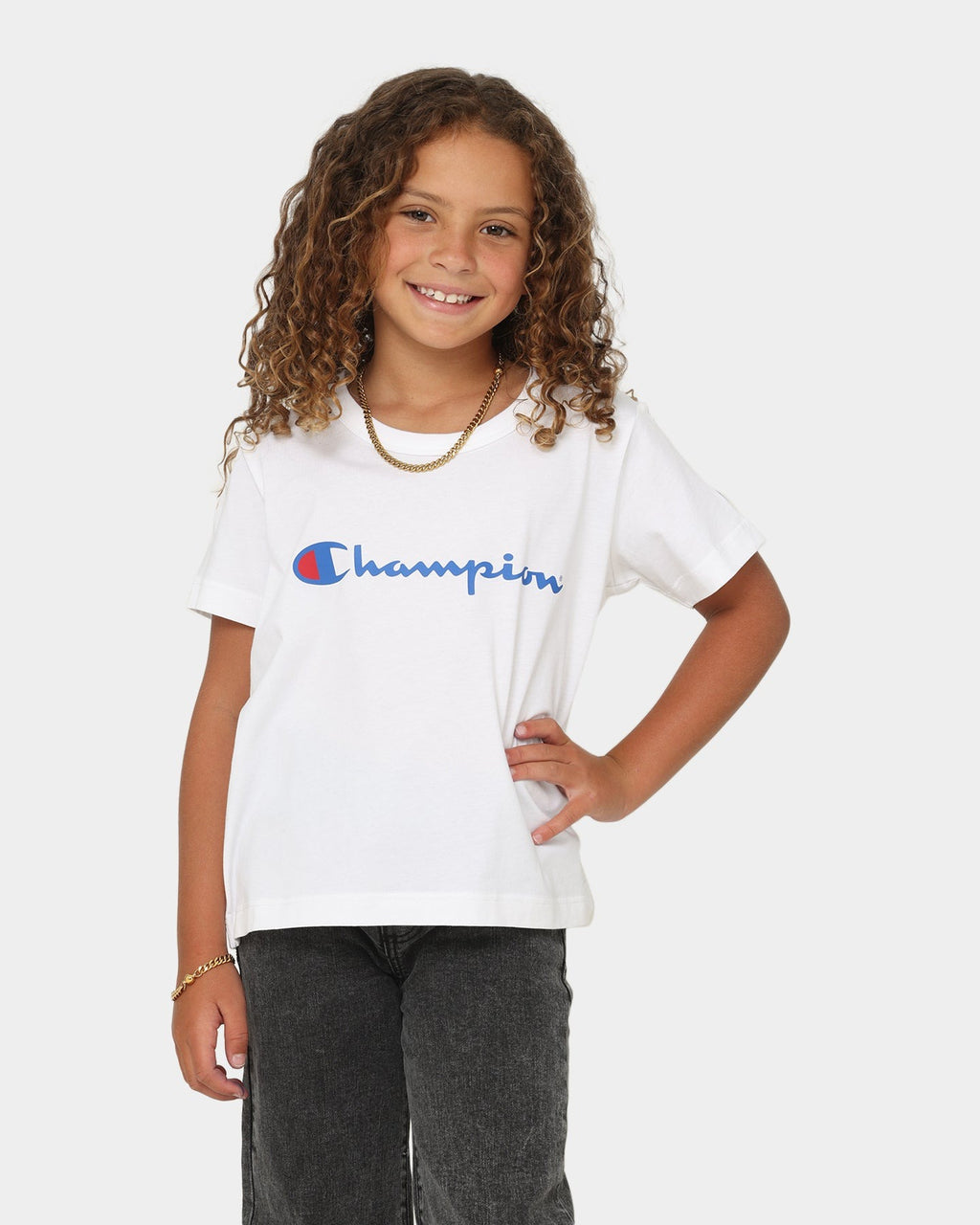 Champion Kids' Script Boxy T-Shirt White