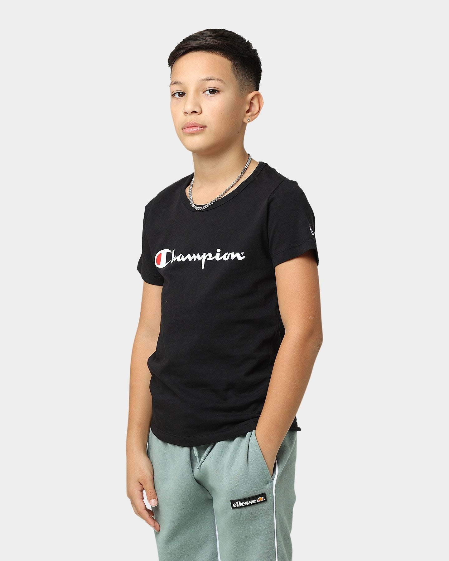 Champion Kids' Script Short Sleeve T-Shirt Black