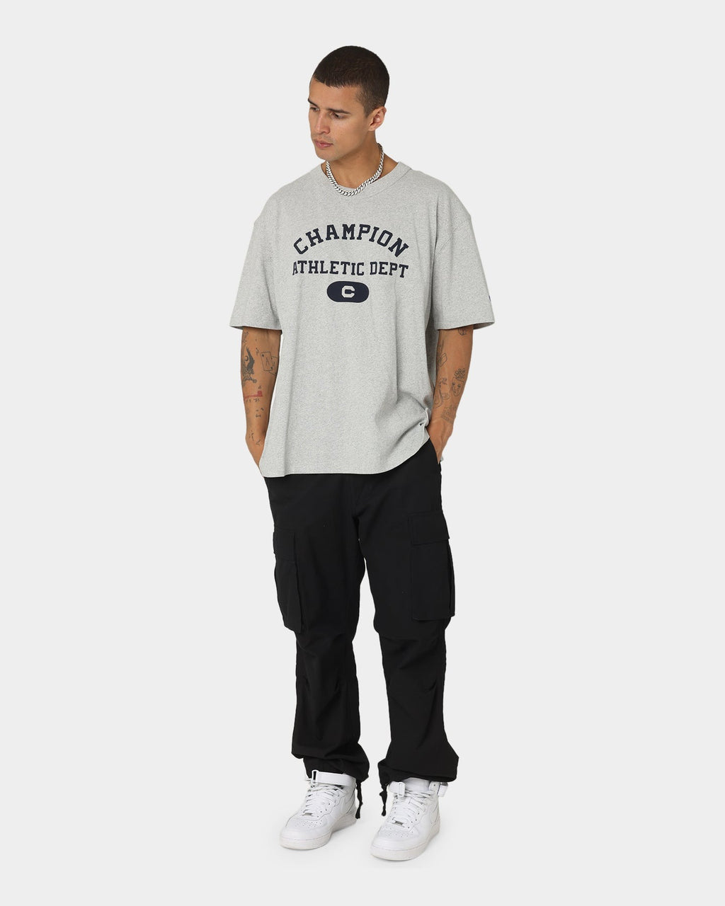 Champion Rebound Archive SS T-Shirt Oxford Heather