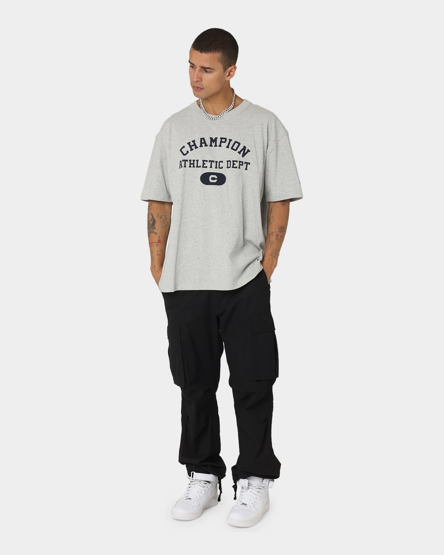 Champion Rebound Archive SS T-Shirt Oxford Heather