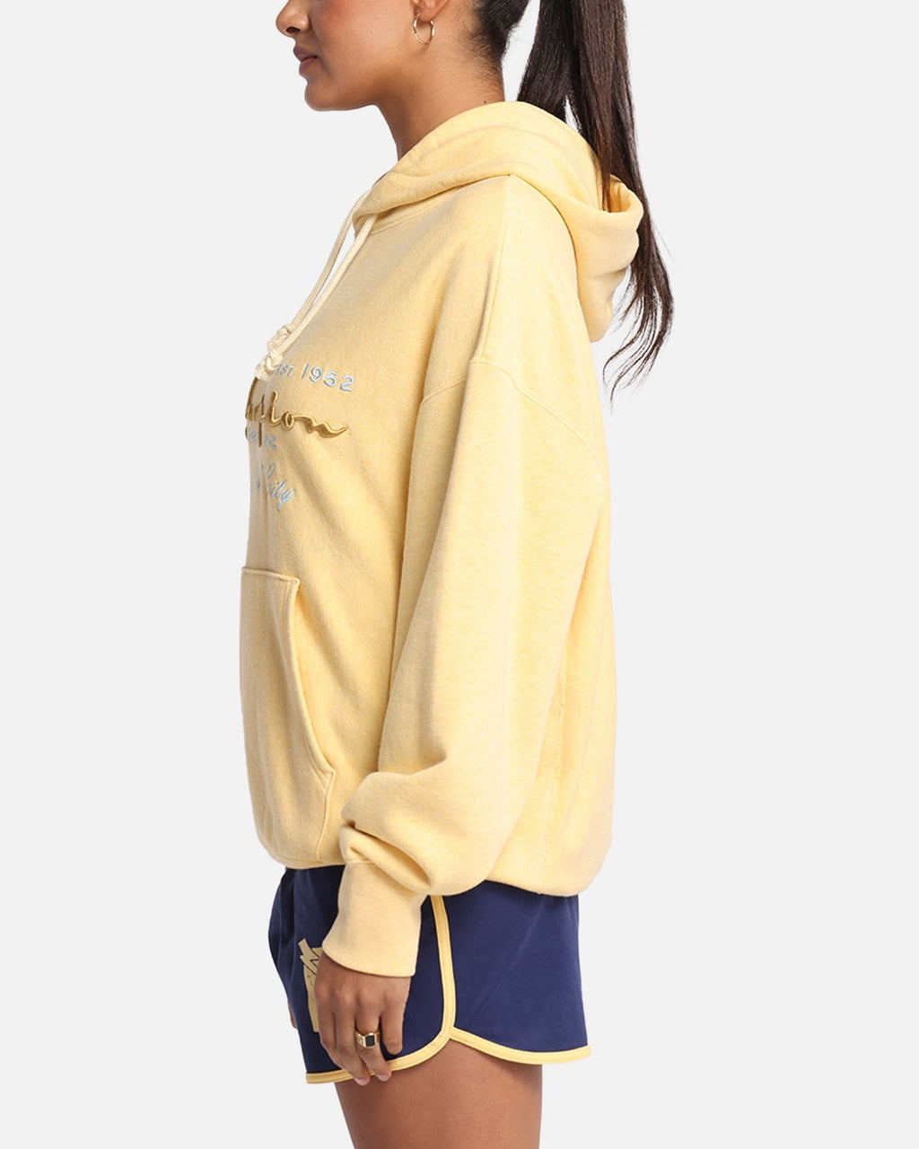 Champion Vintage Logo Sweatshirt Hoodie Yellow Style001