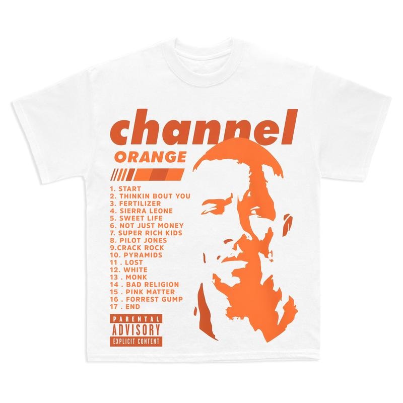 Channel Orange Tracklist T-Shirt, Frank Ocean Album Art Tee, R&B Music Shirt, Iconic Album Sweatshirt, Unisex Cotton Menswear style 001